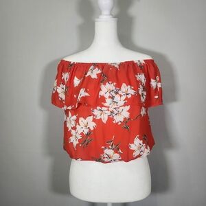 NWT Sienna Sky Scarlet Floral Off-Shoulder Top